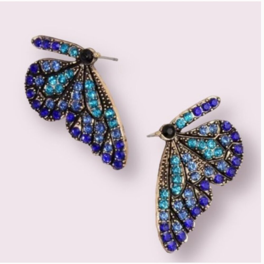 ⭐️❤️ FREE Butterfly Insect Rhinestone Boho Peasant Hipster Hippie Chic Earrings